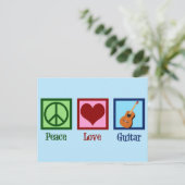 Peace Love Guitar Cute Musical Instrument Shop Briefkaart (Staand voorkant)