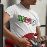 Peace Love Guitar T-shirt<br><div class="desc">Een vredesteken,  hart en gitaarontwerp maken een geweldig cadeau voor iemand in een band.</div>