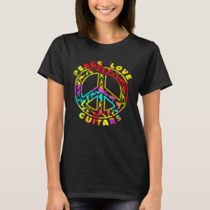  Peace Love Guitars 60s 70s Retro Electric T-shirt