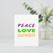 PEACE LOVE GUMBO BRIEFKAART (Staand voorkant)