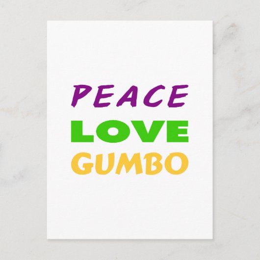 PEACE LOVE GUMBO BRIEFKAART (Voorkant)