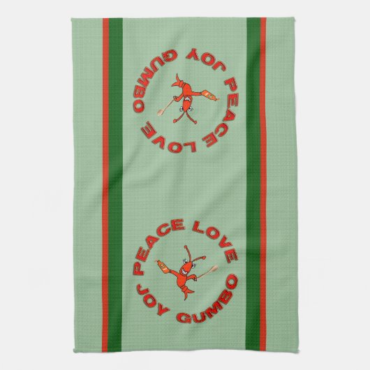 Peace Love Gumbo Crawfish Theedoek (Verticaal)