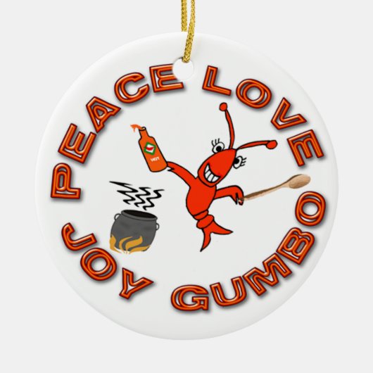 Peace Love Gumbo/Fleur de Lis Crawfish Ornament (Voorkant)