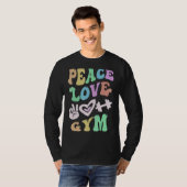 PEACE LOVE GYM Retro PE Teacher Groovy School T-shirt (Voorkant volledig)