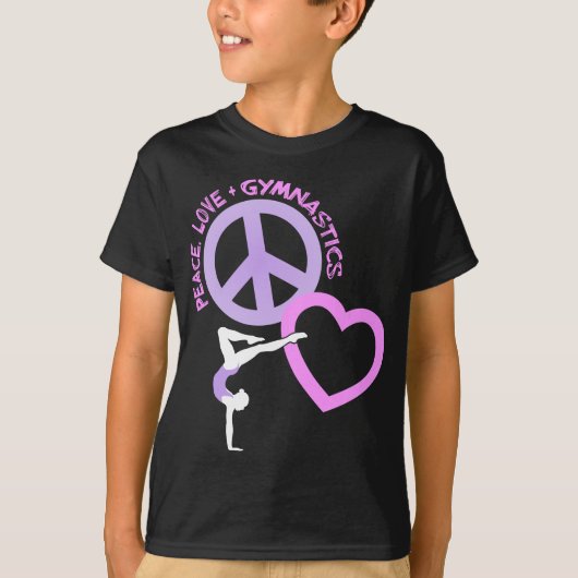 Peace-Love-Gymnastic, roze/paars2 T-shirt (Voorkant)