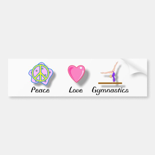 Peace Love Gymnastics Bumpersticker (Voorkant)