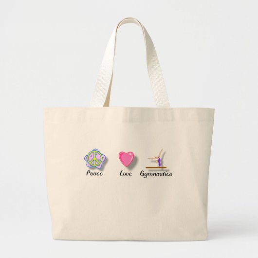 Peace Love Gymnastics Grote Tote Bag (Voorkant)