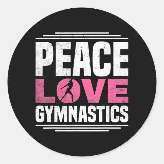 Peace Love Gymnastics Gymnastics Ronde Sticker (Voorkant)