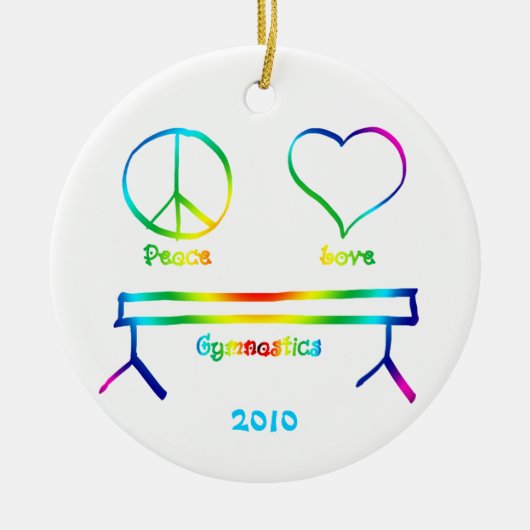 Peace Love Gymnastics Keramisch Ornament (Voorkant)