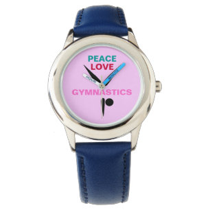 Peace Love Gymnastics Kinder verstelbare omlijstin Horloge