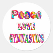 Peace Love Gymnastics Ronde Sticker (Voorkant)