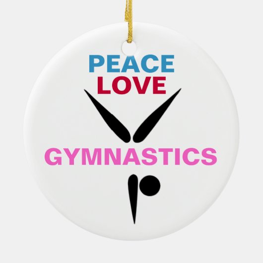Peace Love Gymnastics Round Ornament (Achterkant)