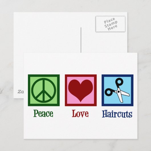 Peace Love Haircuts Briefkaart (Voorkant / Achterkant)