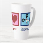 Peace Love Haircuts Latte Mok<br><div class="desc">PEACE LOVE HAIRCUTS cadeau voor je favoriete haarstylist die haar snijdt in een schoonheidssalon na afstuderen van de cosmetologieschool. Dit coole kappersapparaat is uitgerust met een vredes-,  hart- en schaar-teken.</div>