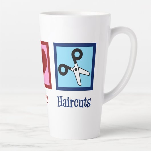 Peace Love Haircuts Latte Mok (Rechts)