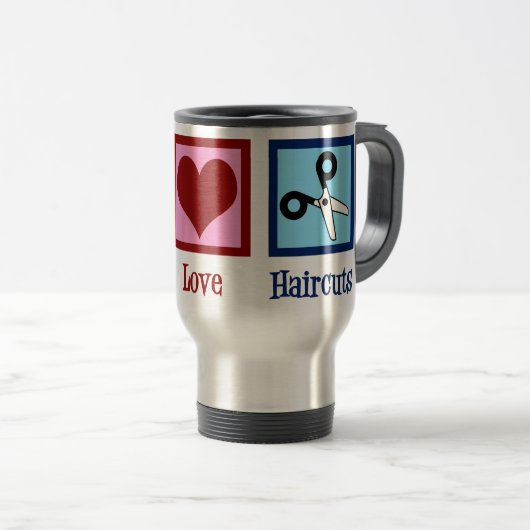 Peace Love Haircuts Reisbeker (Voorkant rechts)