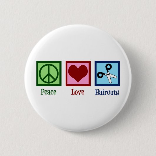Peace Love Haircuts Ronde Button 5,7 Cm (Voorkant)