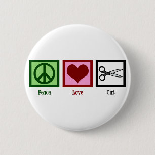 Peace Love Haircuts Ronde Button 5,7 Cm