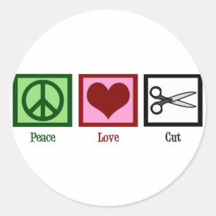 Peace Love Haircuts Ronde Sticker