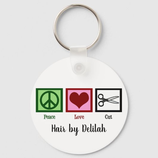 Peace Love Haircuts Sleutelhanger (Achterkant)