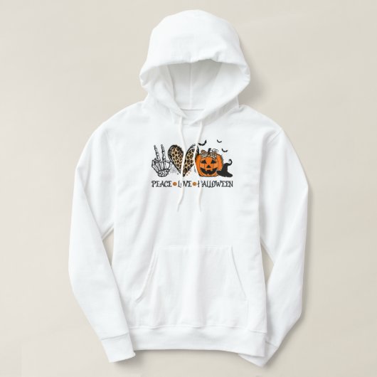 Peace Love Halloween Happy Halloween Pumpkin Leopa Hoodie (Design voorkant)