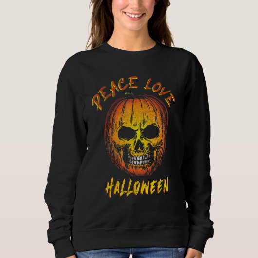 Peace Love Halloween Happy Halloween Pumpkin Leopa Trui (Voorkant)