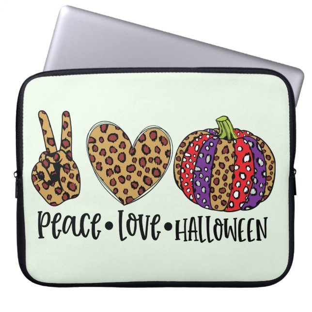Peace Love Halloween Laptop Sleeve (Voorkant)