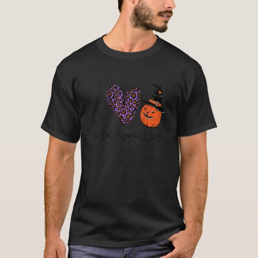 Peace Love Halloween Pumpkin Leopard Halloween Cos T-shirt (Voorkant)