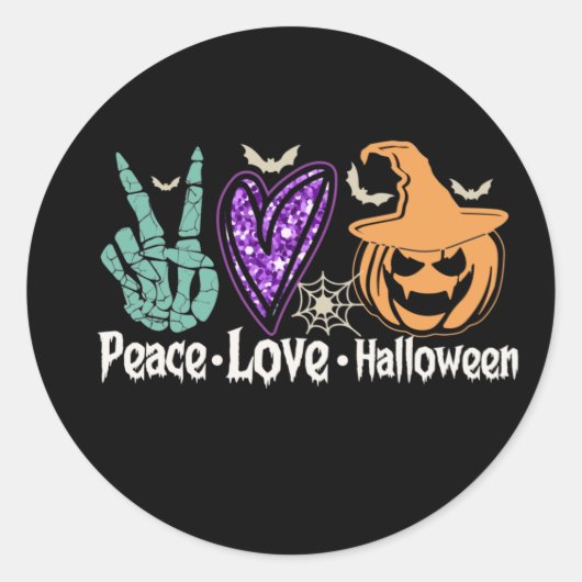 Peace Love Halloween Pumpkin Sticker (Voorkant)