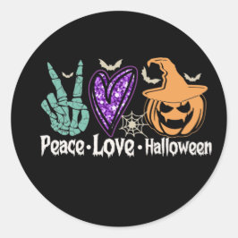 Peace Love Halloween Pumpkin Sticker