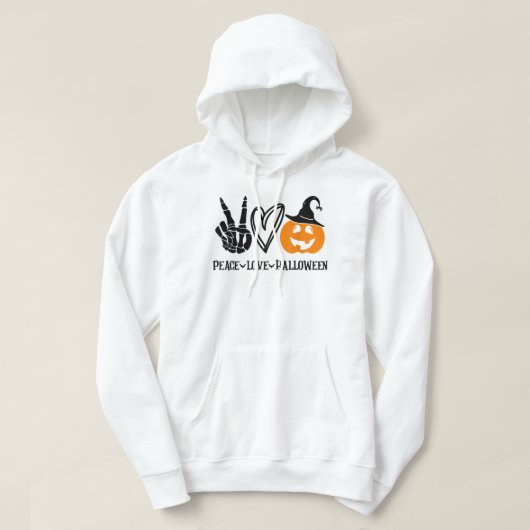 Peace Love Halloween Shirt Funny Skeleton Hand Pum (Design voorkant)