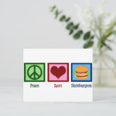 Peace Love Hamburgers Briefkaart (Staand voorkant)