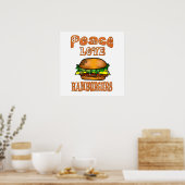 Peace Love Hamburgers Poster (Keuken)