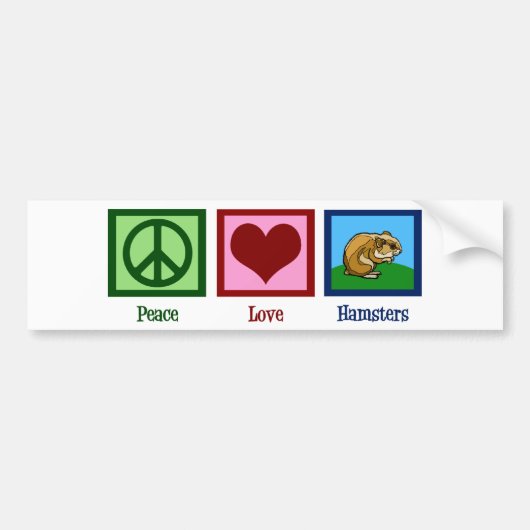 Peace Love Hamsters Bumpersticker (Voorkant)