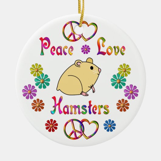 PEACE LOVE HAMSTERS KERAMISCH ORNAMENT (Voorkant)
