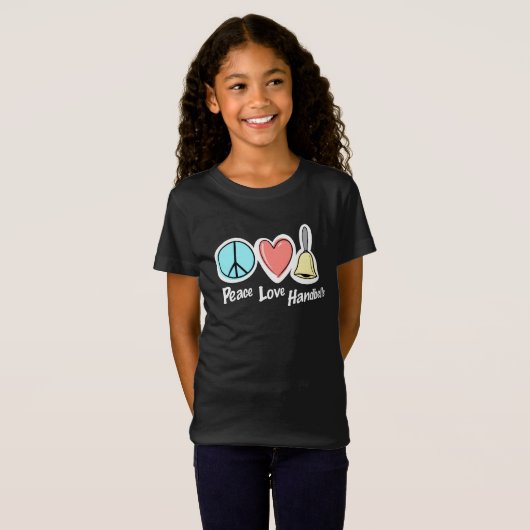 Peace Love Handbells Design for Ringers T-Shirt (Voorkant volledig)