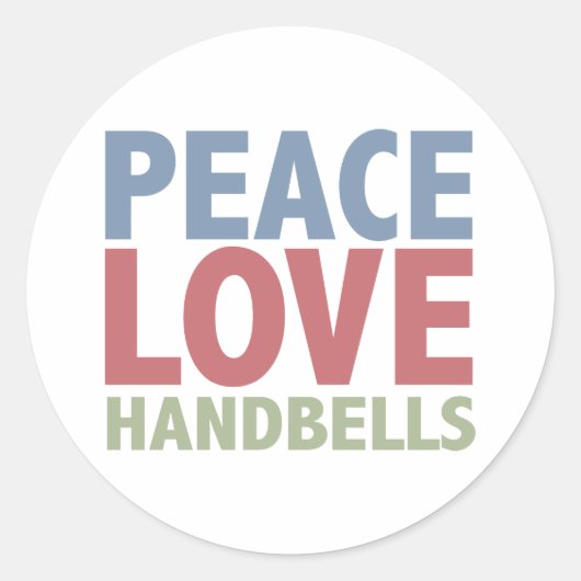 Peace Love Handbells Ronde Sticker (Voorkant)