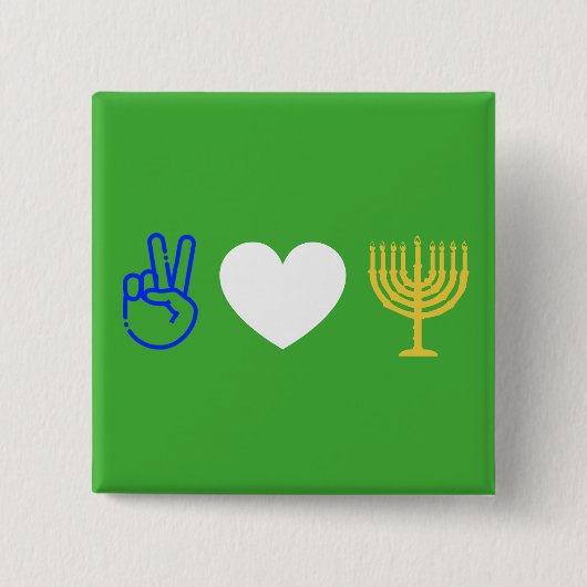 Peace Love & Hanukkah Button (Voorkant)