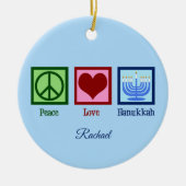 Peace Love Hanukkah Cute Blue - Gepersonaliseerd Keramisch Ornament (Voorkant)