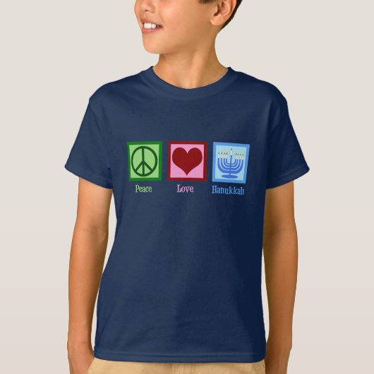 Peace Love Hanukkah Cute Blue Kinder T-shirt (Voorkant)