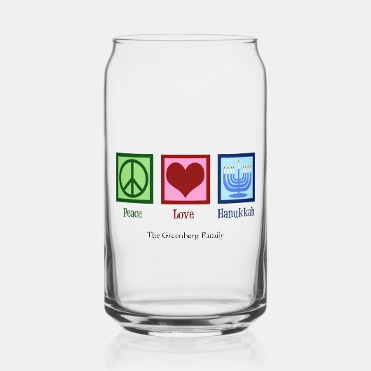 Peace Love Hanukkah Cute Custom Blikvorm Glas (Voorkant)