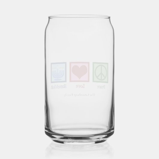 Peace Love Hanukkah Cute Custom Blikvorm Glas (Achterkant)