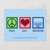 Peace Love Hanukkah Cute Custom Blue Briefkaart (Voorkant)