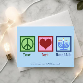 Peace Love Hanukkah Cute Custom Blue Feestdagenkaart