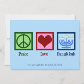 Peace Love Hanukkah Cute Custom Blue Feestdagenkaart (Voorkant)