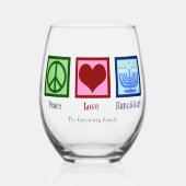 Peace Love Hanukkah Cute Custom Wijnglas Zonder Voet (Voorkant)