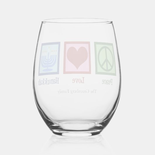 Peace Love Hanukkah Cute Custom Wijnglas Zonder Voet (Achterkant)