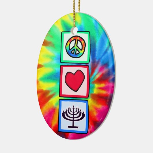 Peace, Love, Hanukkah Keramisch Ornament (Links)
