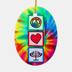 Peace, Love, Hanukkah Keramisch Ornament