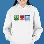 Peace Love Hanukkah Kinder<br><div class="desc">Peace Love Hanukkah kinder hoodie voor een Joods kind dat graag Chanoeka viert. Een  vredesteken,  hart en een mooie menorah.</div>